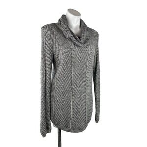 Eight Eight Eight Gray Cowl Neck Sweater 100% Cotton Curved Hem Womens Large